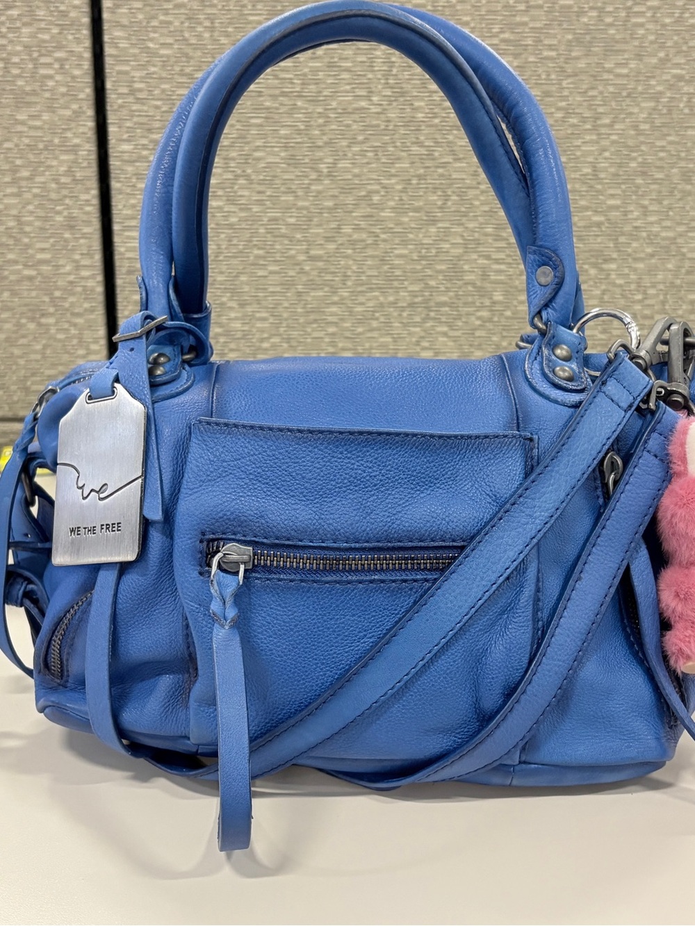 We The Free Baby Emerson Tote Sapphire Blue Leather Shoulder Satchel